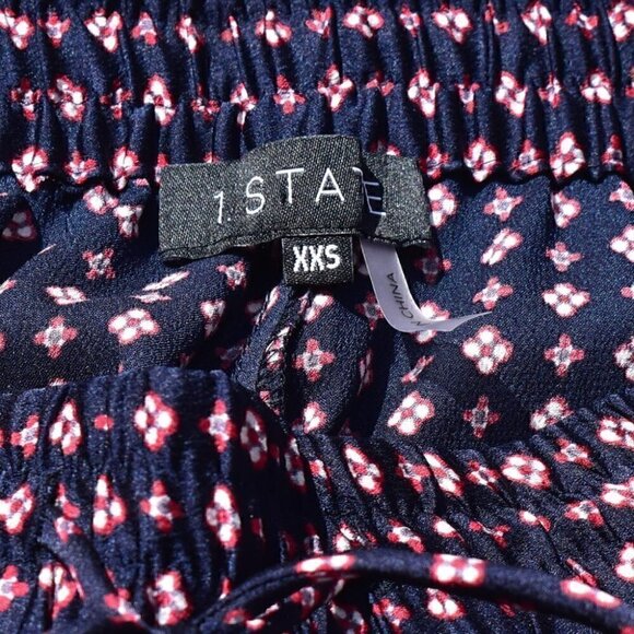 1.State Floral Draw String Pull On Pants Dark Blue Red White XXS - Picture 4 of 9